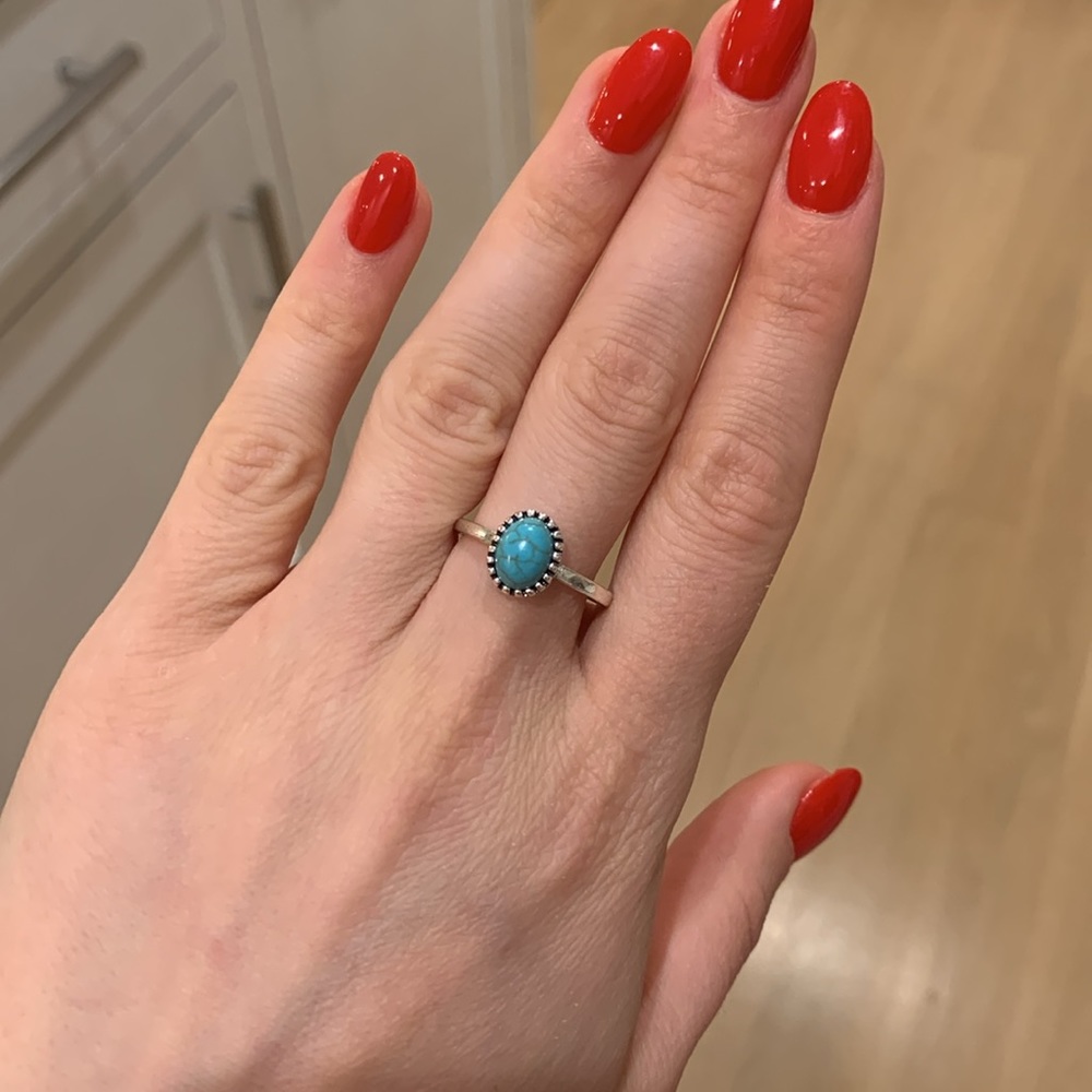 Madewell silver ring with blue turquoise pendant - Picture 2 of 4